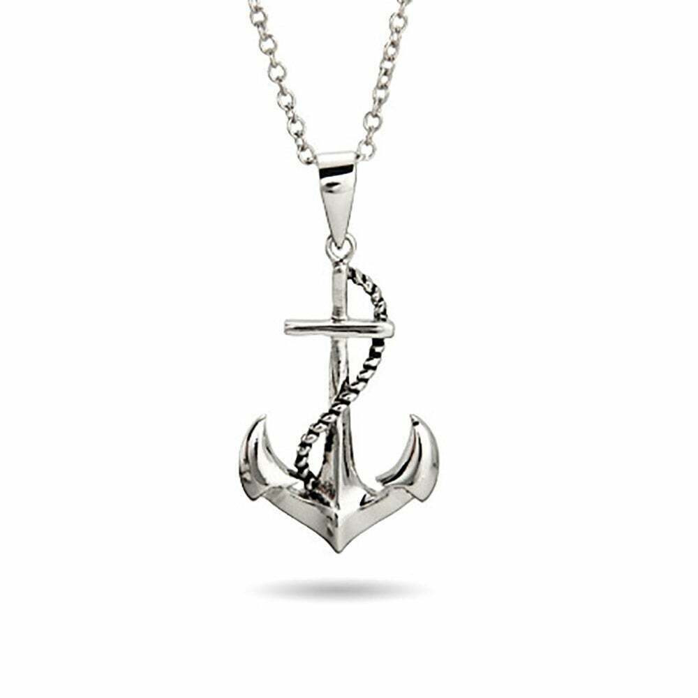 Silver Anchor Necklace
 Sterling Silver Sailors Anchor Pendant