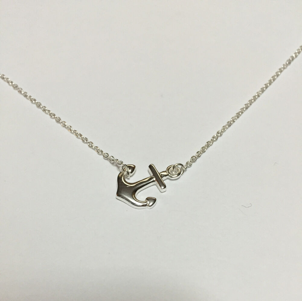 Silver Anchor Necklace
 Sterling Silver Anchor Pendant Necklace for Women 16 1