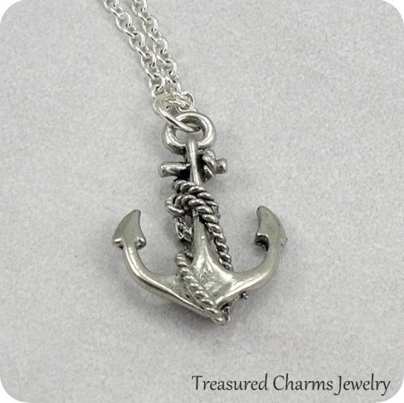 Silver Anchor Necklace
 Anchor Necklace Silver Nautical Anchor Charm on a Silver