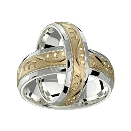Silver And Gold Wedding Bands
 Alain Raphael 2 Tone Sterling Silver and 10k Yellow Gold 7