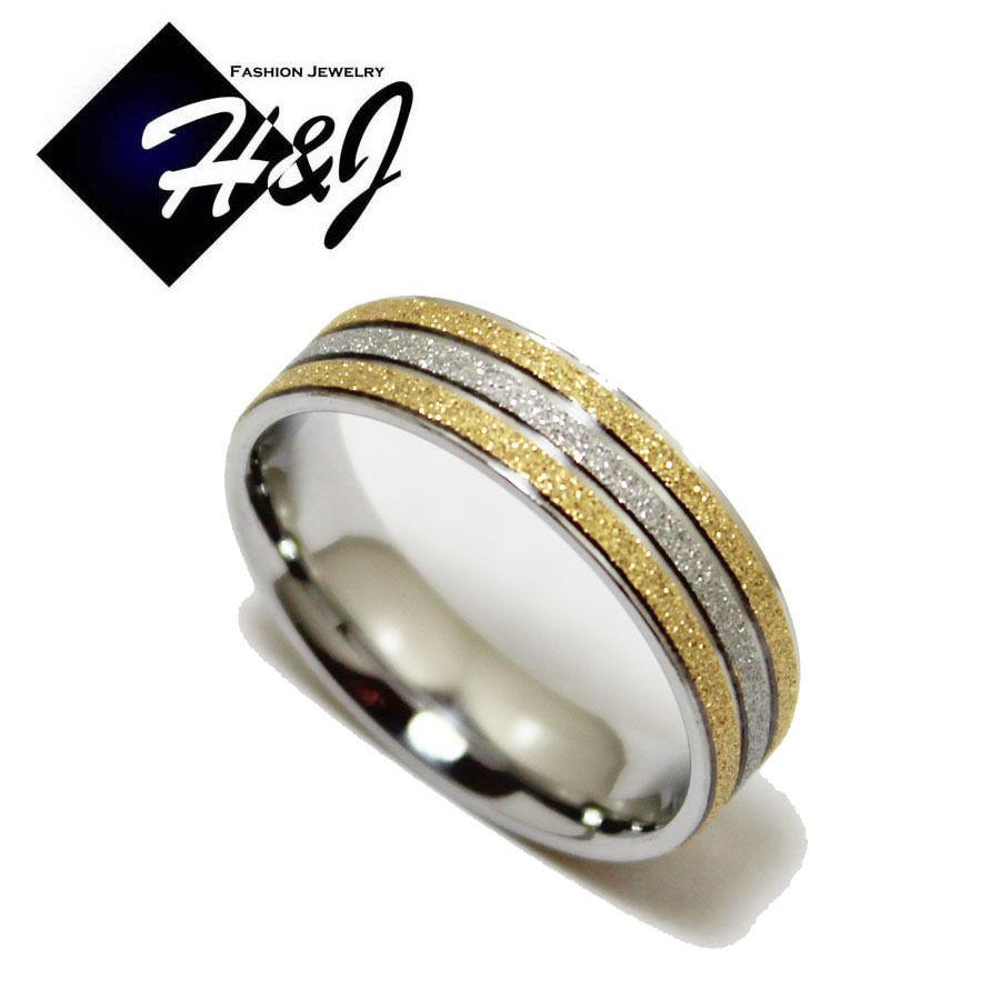 Silver And Gold Wedding Bands
 Men s Women s Stainless Steel 6mm Silver Gold Matte