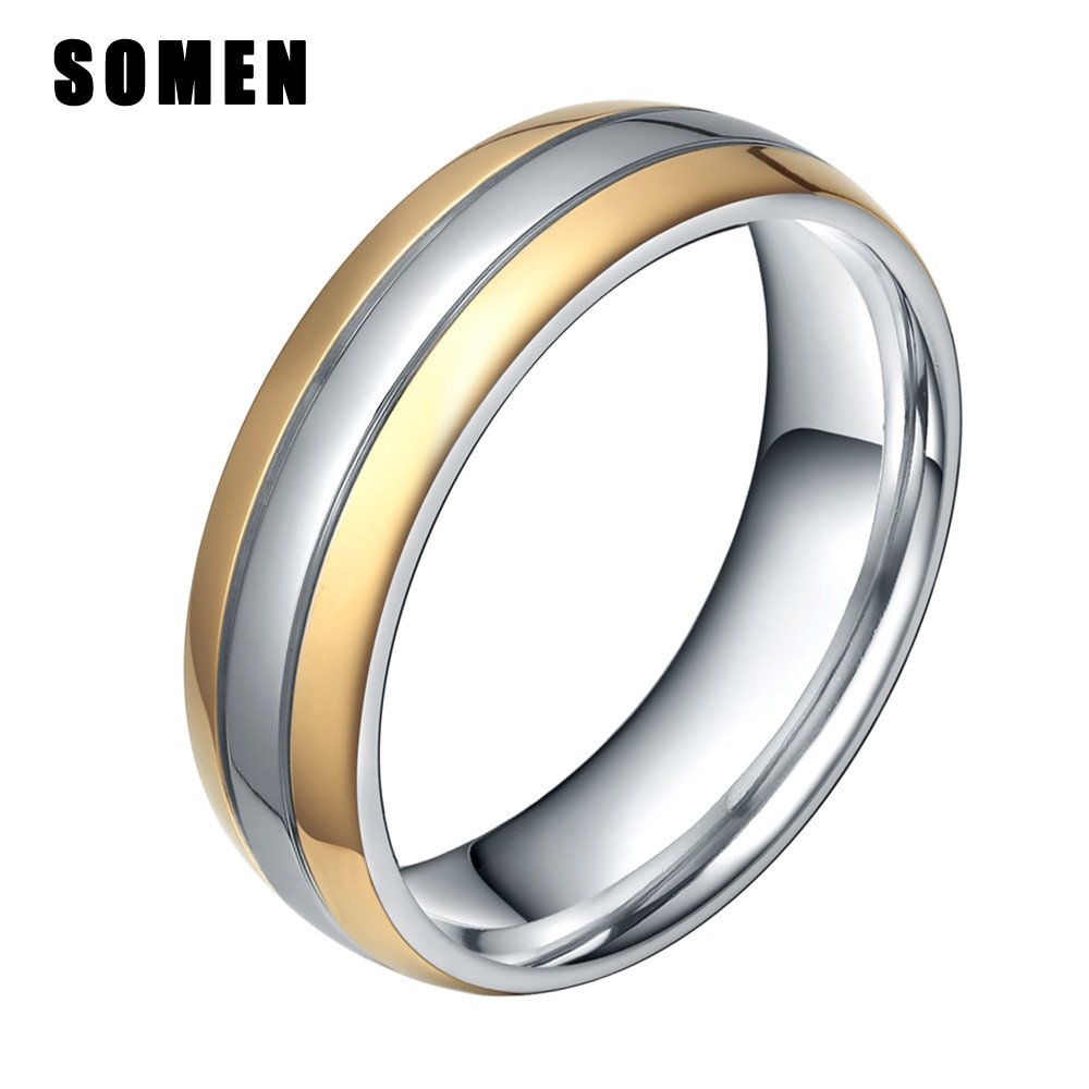 Silver And Gold Wedding Bands
 6MM Silver Gold Color Titanium Ring Men Engagement Rings