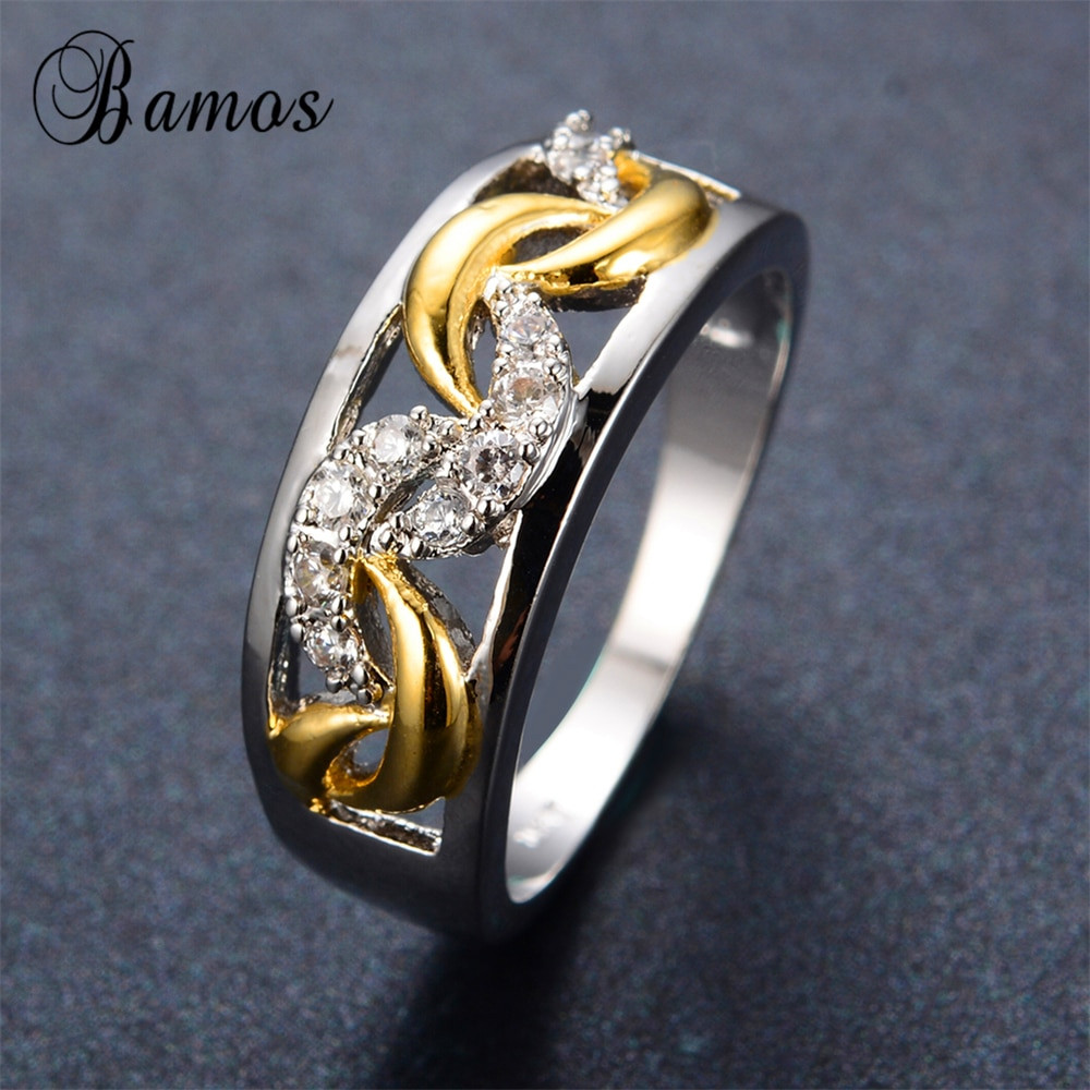 Silver And Gold Wedding Bands
 Punk Style Silver Gold Ring White Gold Filled Female Male