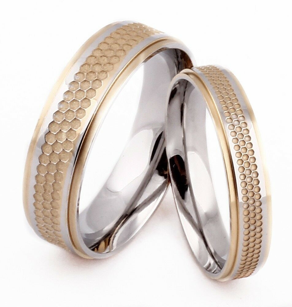 Silver And Gold Wedding Bands
 Couples Promise Ring Gold Silver 316L Stainless Steel