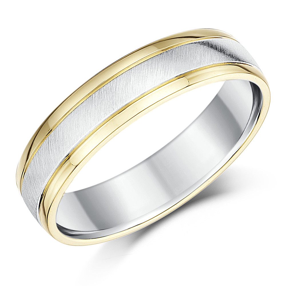 Silver And Gold Wedding Bands
 His & Hers 9ct Yellow Gold & Silver Wedding Rings 5&6mm
