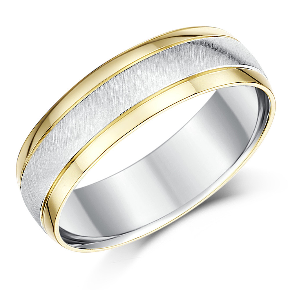 Silver And Gold Wedding Bands
 6mm Silver and 9ct Yellow Gold Two Tone Wedding Ring Band
