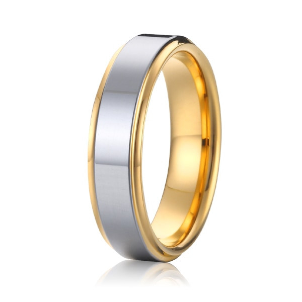 Silver And Gold Wedding Bands
 Cheap two tone silver and gold plated titanium mens