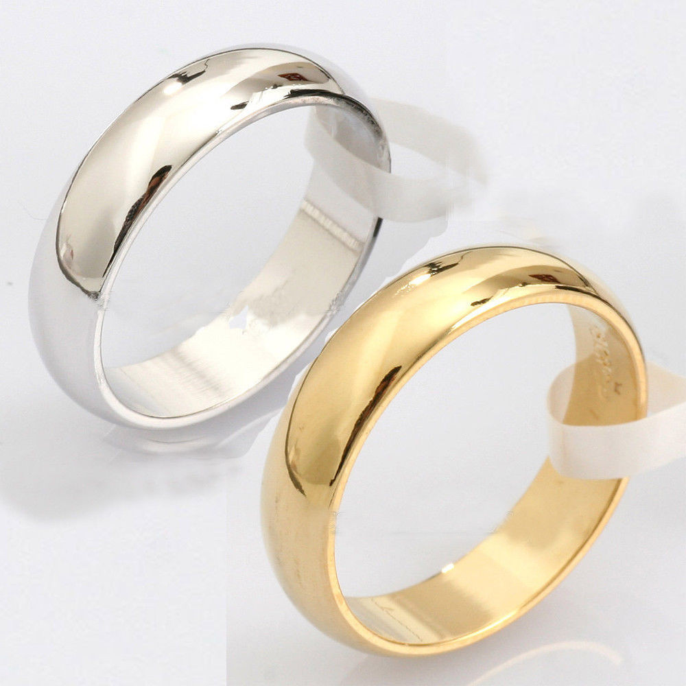Silver And Gold Wedding Bands
 Sale New Fashion Plain Silver Gold Stainless Steel Ring