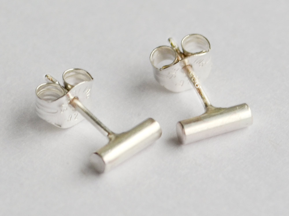 Silver Bar Earrings
 Bar Stud Earrings Simple Sterling Silver Studs by