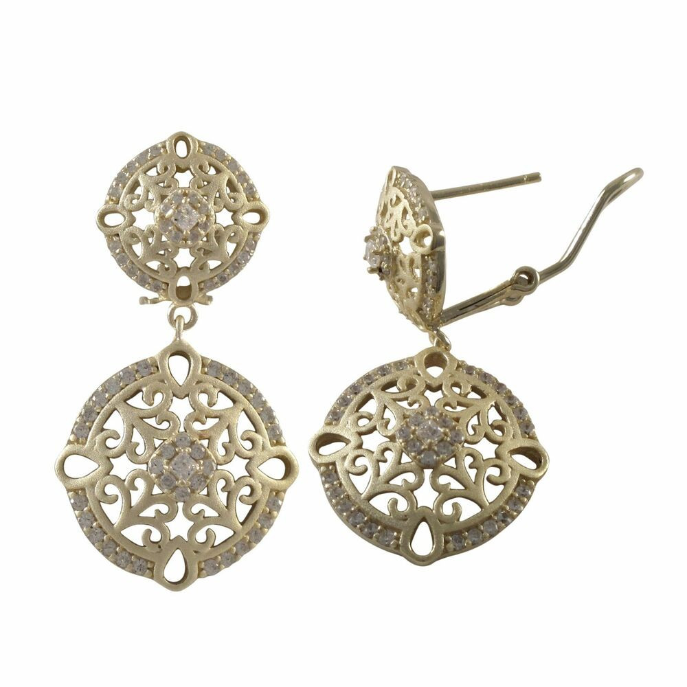 Silver Filigree Earrings
 Gold Plated Sterling Silver Filigree Circle Dangle