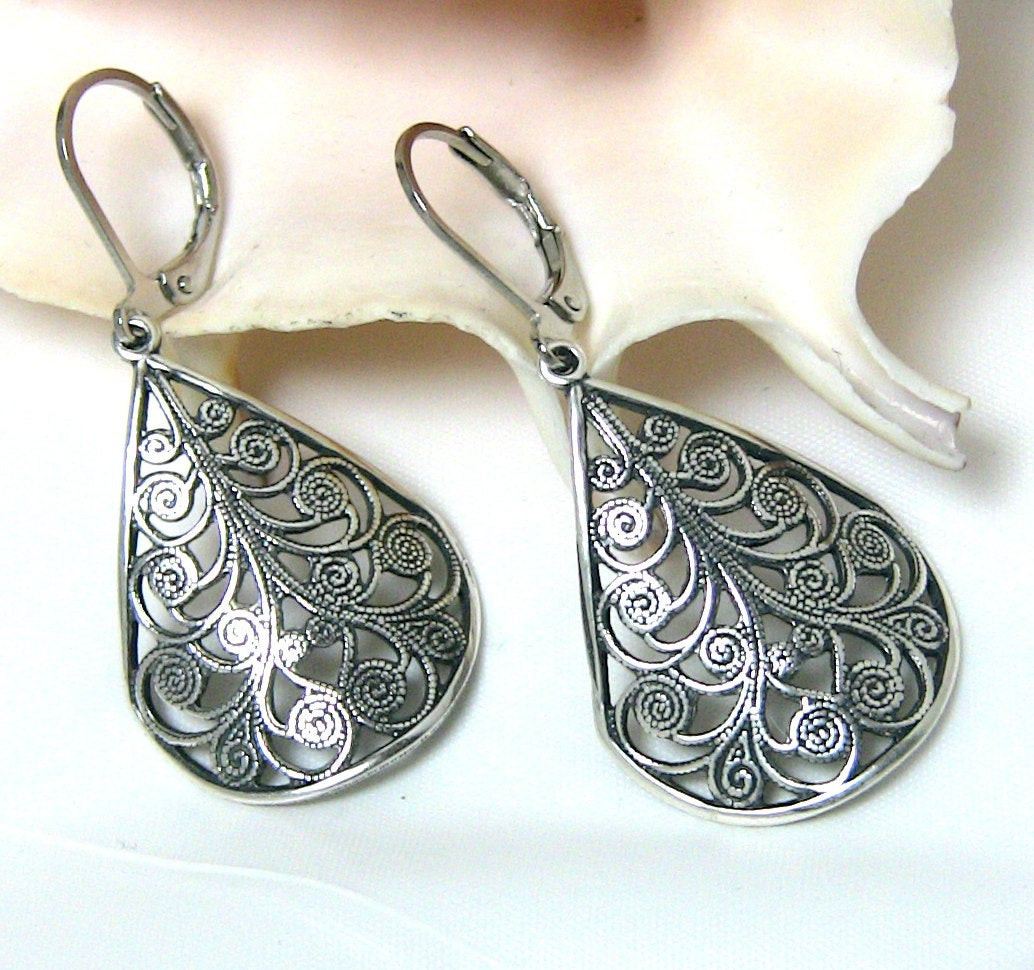 Silver Filigree Earrings
 Silver Jewelry Silver Earrings Filigree Jewelry Gift Under