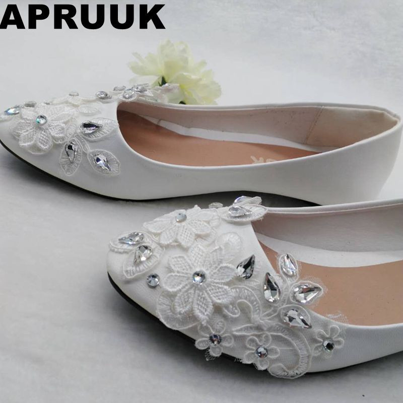 Silver Flat Shoes For Wedding
 Aliexpress Buy Cute silver rhinestones lace flats