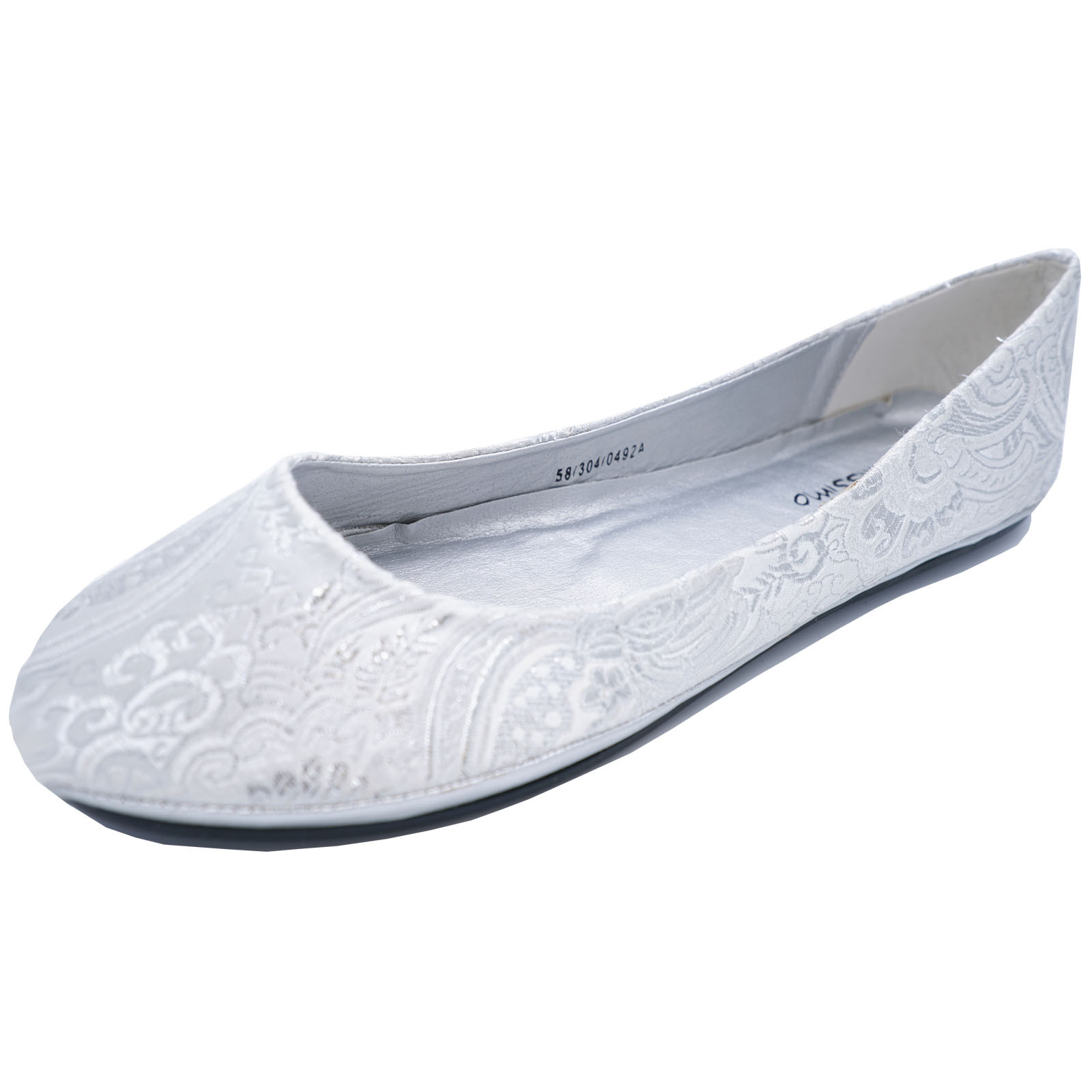 Silver Flat Shoes For Wedding
 LADIES FLAT SILVER SLIP ON WEDDING BRIDESMAID BRIDE FY