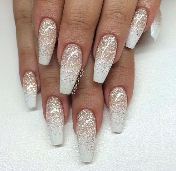 Silver Glitter Acrylic Nails
 Top 60 Gorgeous Glitter Acrylic Nails