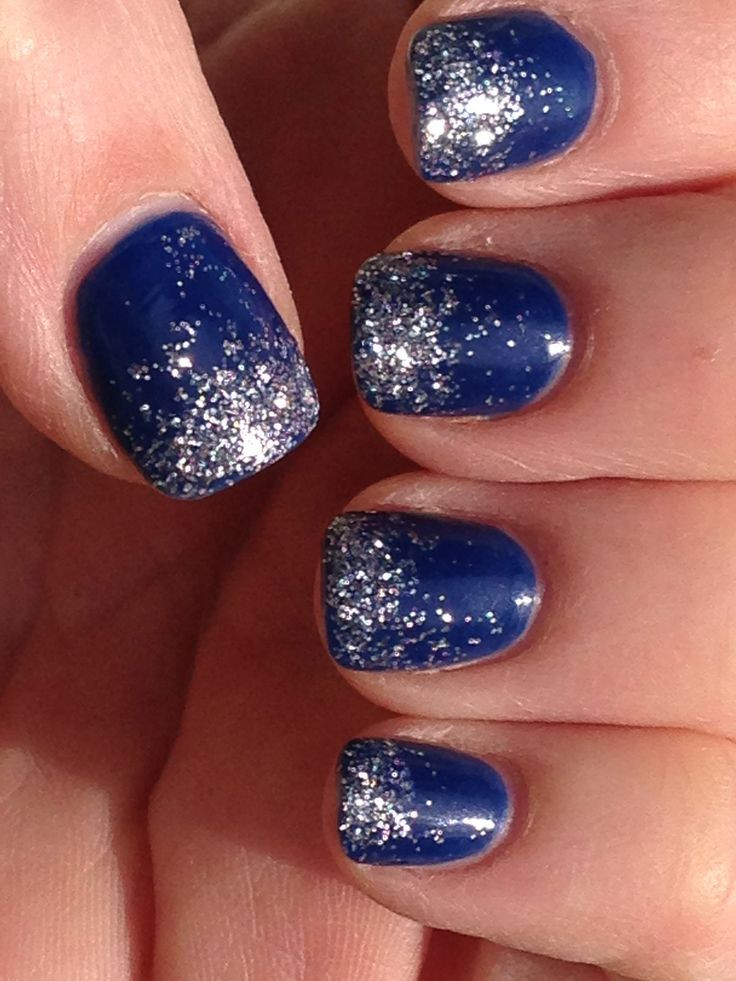 Silver Glitter Tip Nails
 82 Best Blue And Silver Nail Art Design Ideas