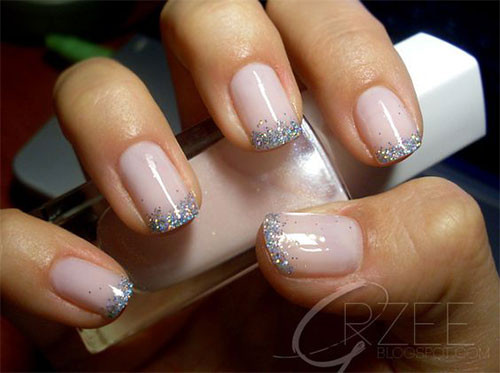 Silver Glitter Tip Nails
 55 Most Stylish French Tip Nail Art Designs
