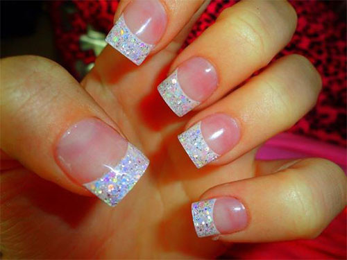Silver Glitter Tip Nails
 50 Most Beautiful Glitter French Tip Nail Art Design Ideas