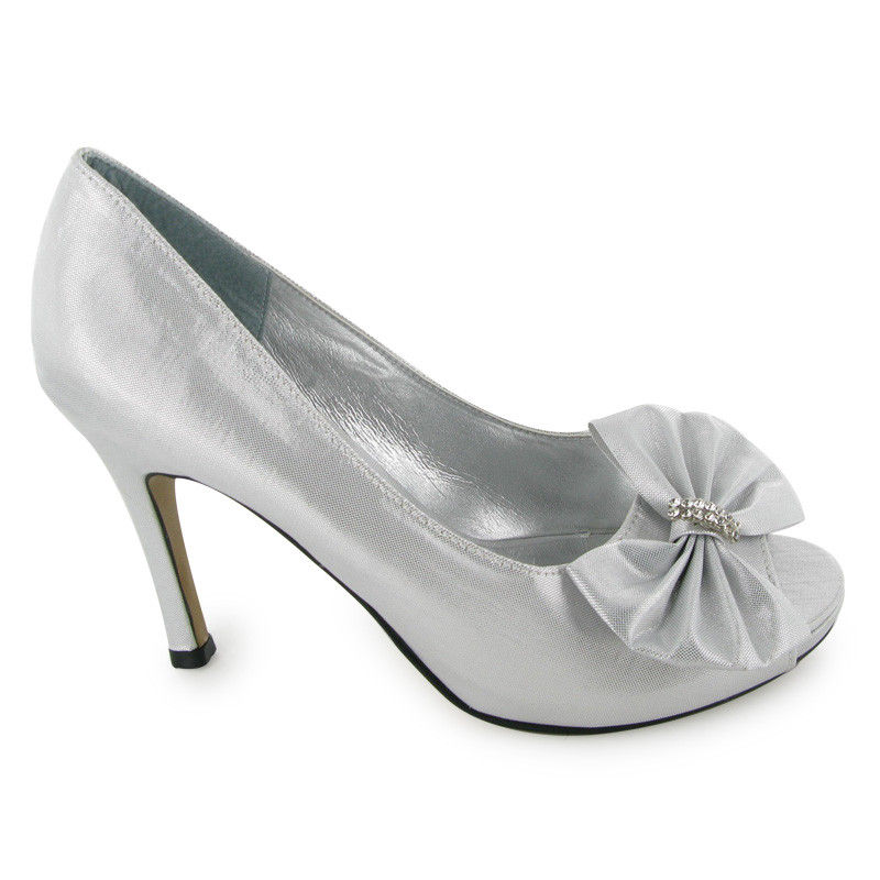 Silver Peep Toe Wedding Shoes
 LADIES NEW SILVER SATIN PEEP TOE WEDDING SHOES SIZE 3 8