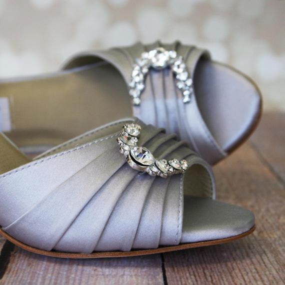 Silver Shoes For A Wedding
 Silver Wedding Shoes Gray Bridal Heels by