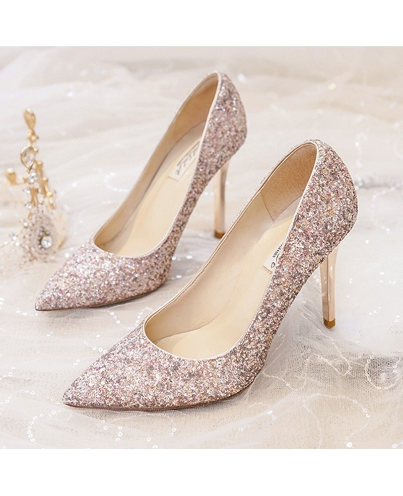 Silver Shoes For A Wedding
 Simple Sparkly Silver Wedding Shoes High Heels For Brides