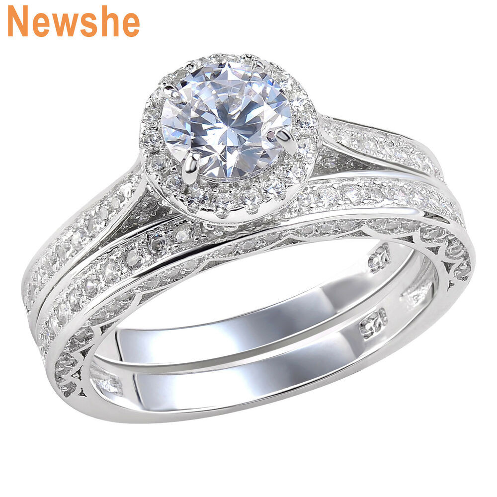 Silver Wedding Rings
 Round CZ 925 Sterling Silver White Gold Plated Wedding