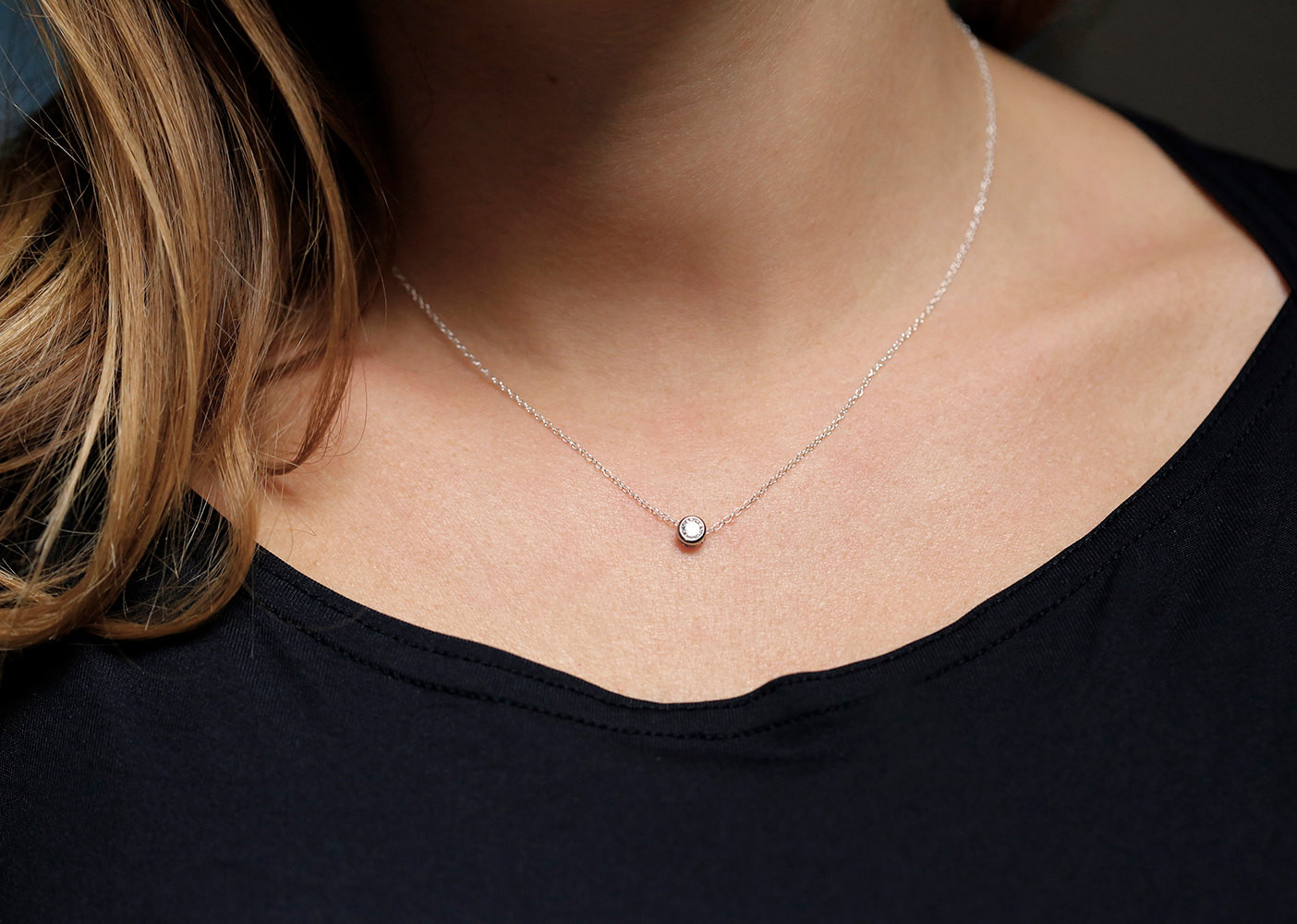 Simple Diamond Necklace
 Silver Solitaire Necklace CZ Diamond Necklace Simple