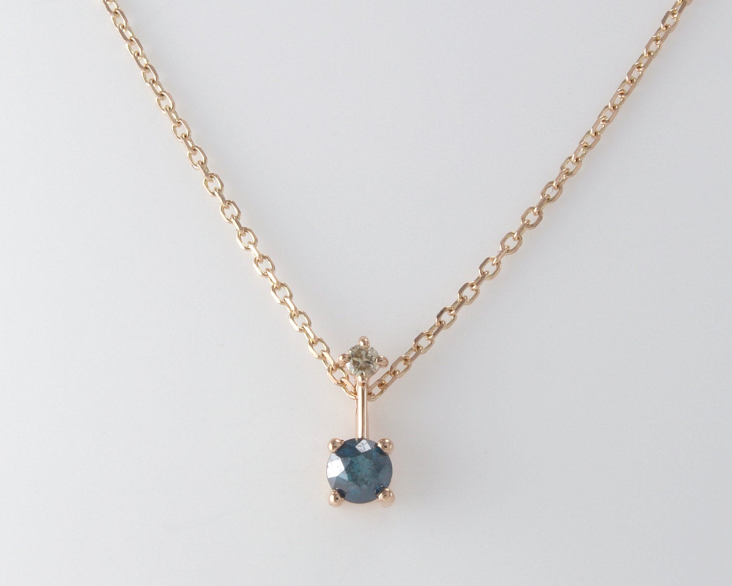 Simple Diamond Necklace
 Champagne Diamond Necklace Blue Diamond Necklace Gold