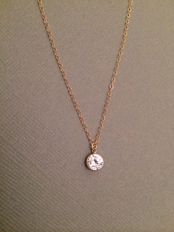 Simple Diamond Necklace
 Shining Diamond Necklace Cubic Zirconia Gold Filled