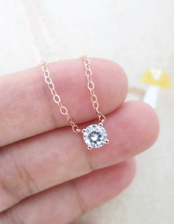 Simple Diamond Necklace
 Simple Diamond Drop necklace rose gold filled by ColorMeMissy