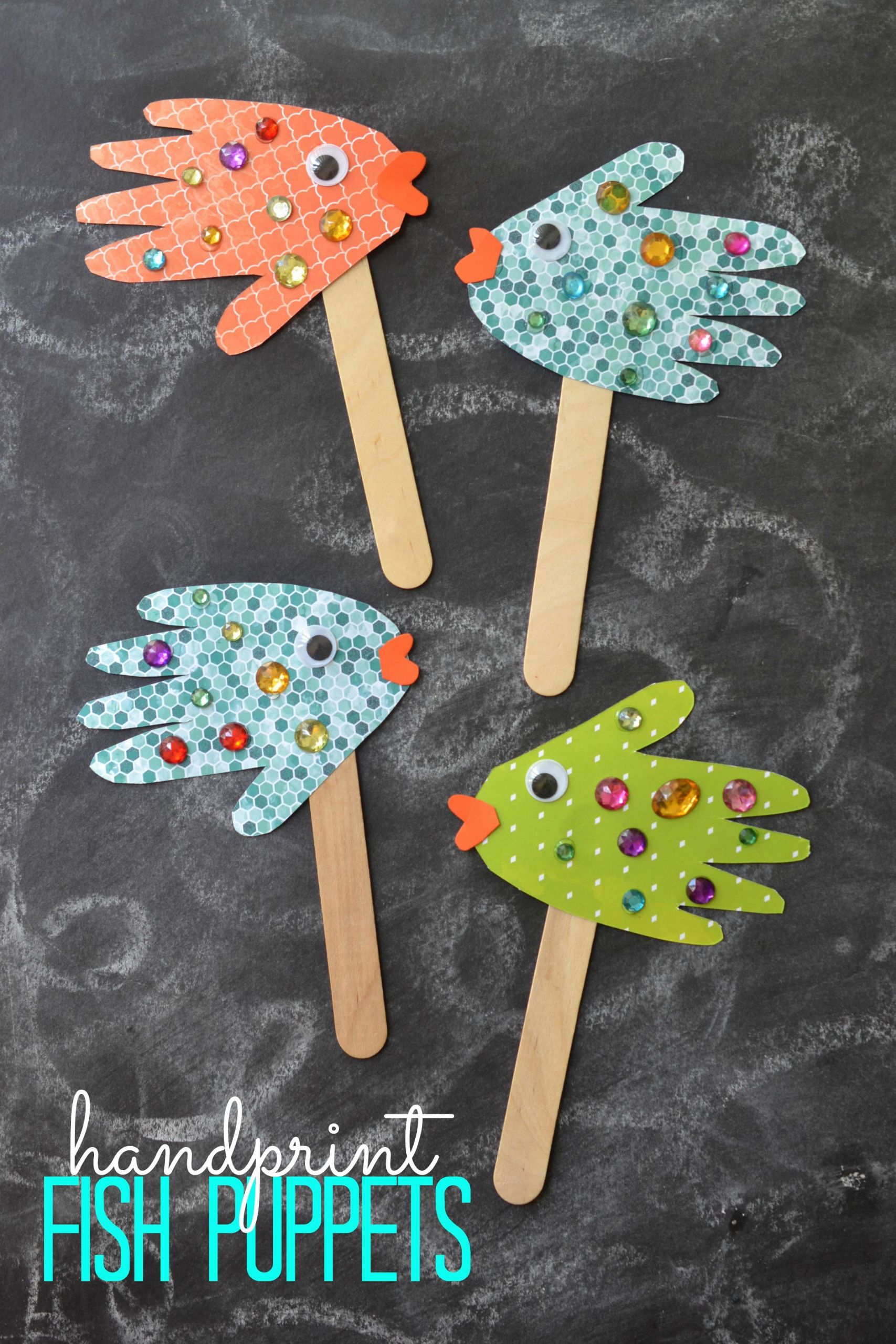 Simple Preschool Crafts
 Easy Kids Craft Handprint Fish Puppets