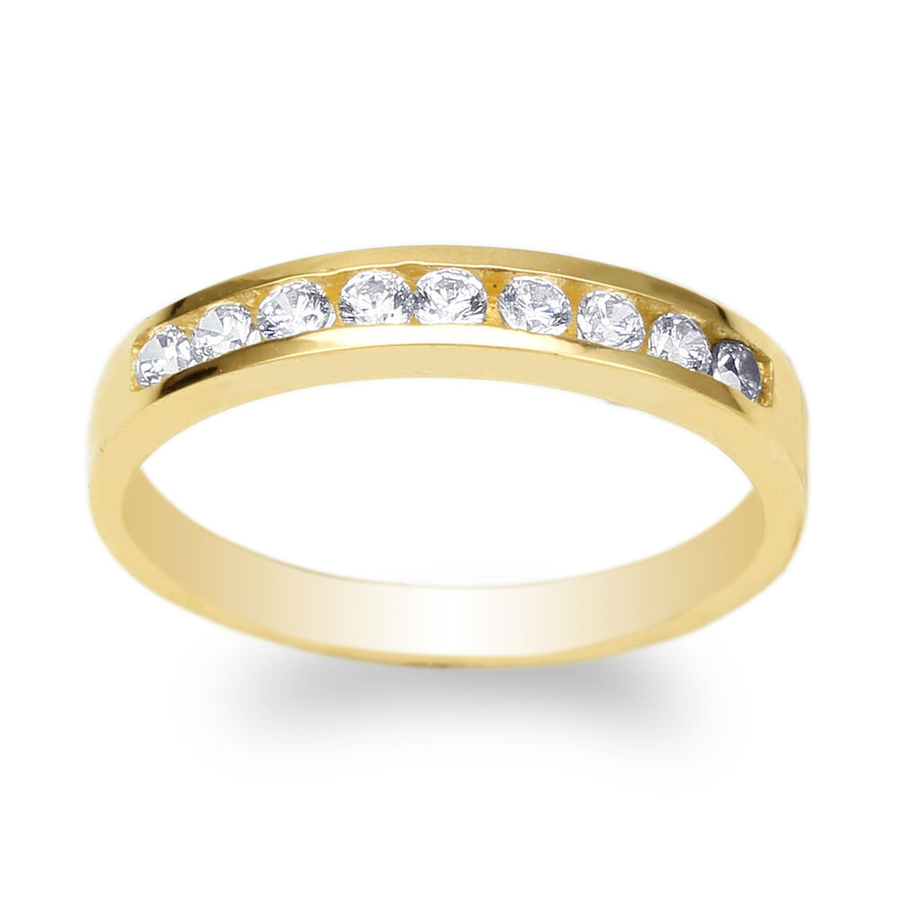 Simple Wedding Rings For Women
 Womens Yellow Gold Plated Round CZ Simple Wedding Channel