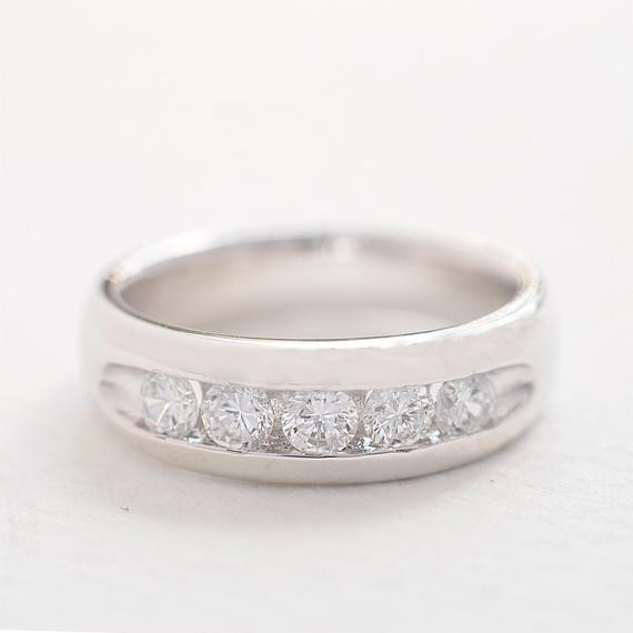 Simple Wedding Rings For Women
 Simple Wedding Band for Women CZ Silver Band Proposed Ring