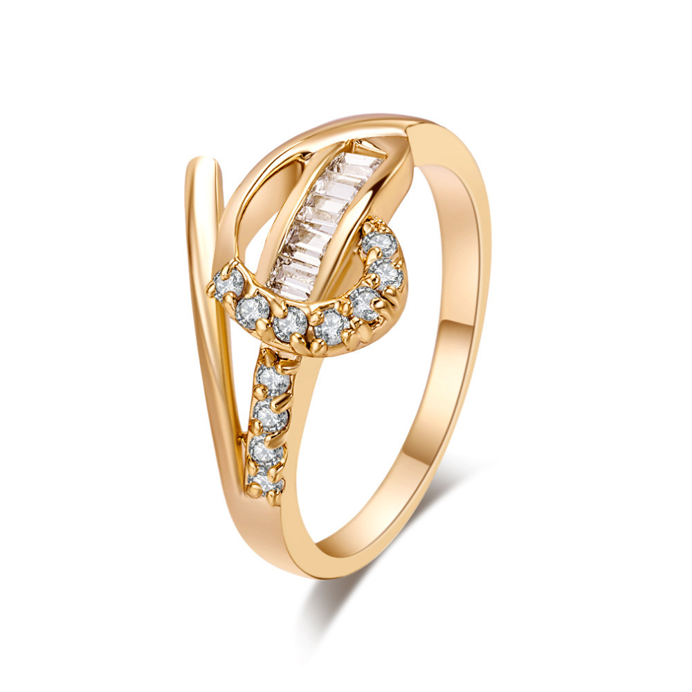 Simple Wedding Rings For Women
 Fashion Female Ring Gold Color Jewelry Simple Style