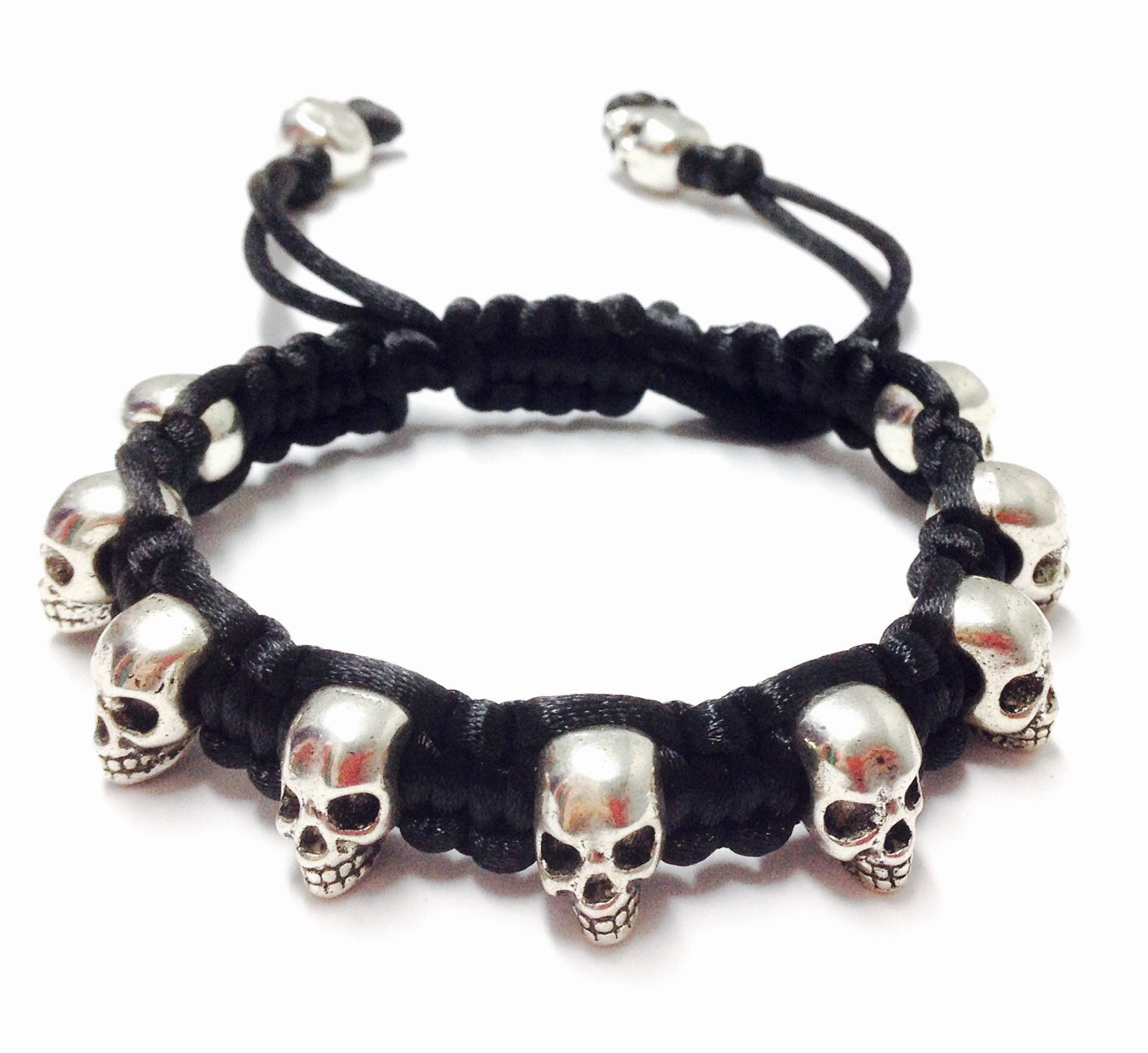 Skull Bracelet Mens
 Men s Silver Skull Bracelet Skull Macrame Bracelet