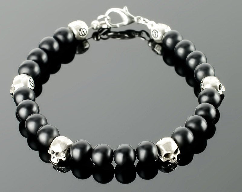 Skull Bracelet Mens
 Mens Skull Skull bracelets for men with black gemstones