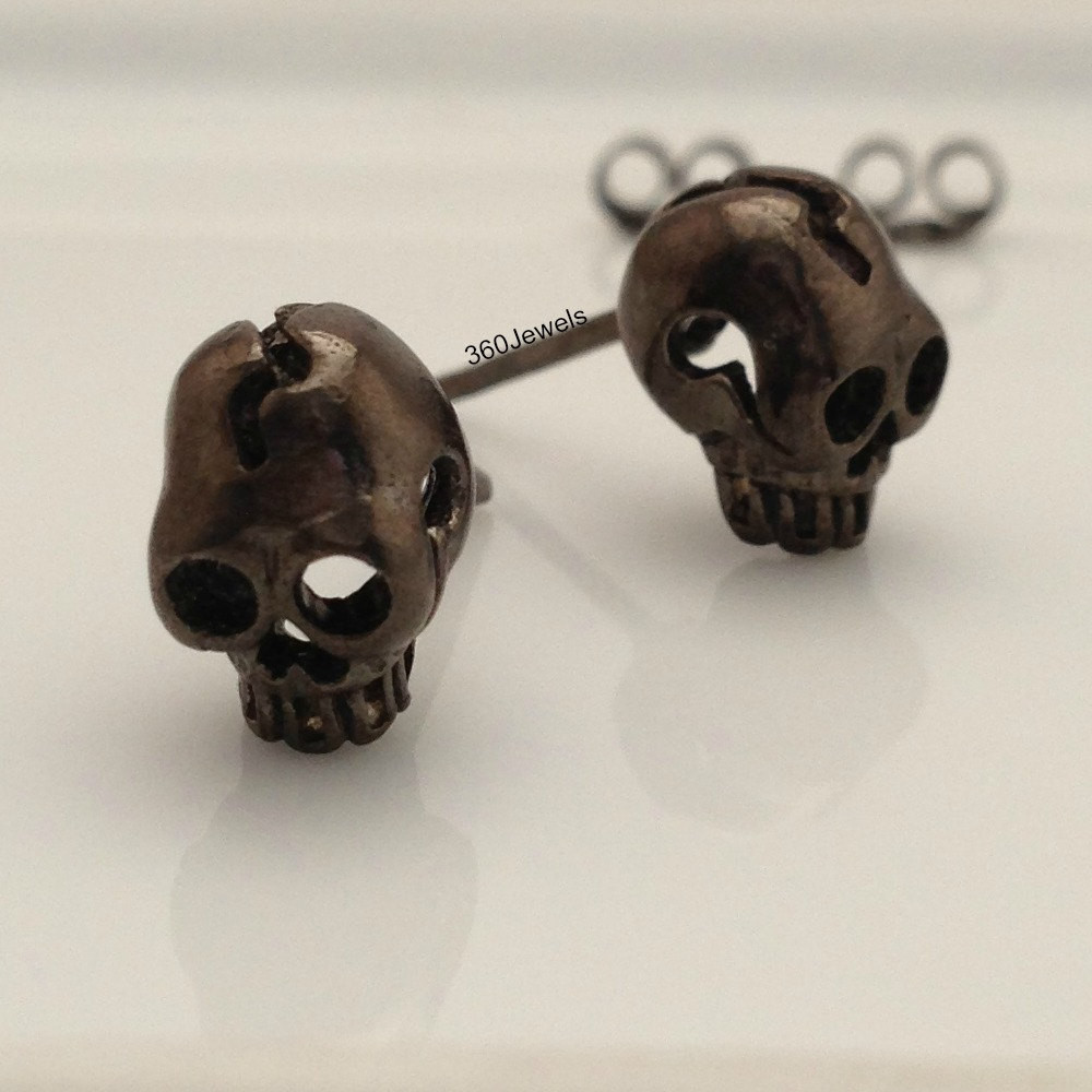 Skull Stud Earrings
 Ossified black skull stud earrings men s stud earrings