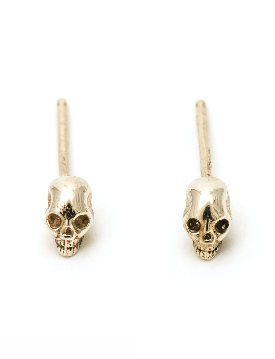 Skull Stud Earrings
 White Gold Tiny Skull Stud Earrings el