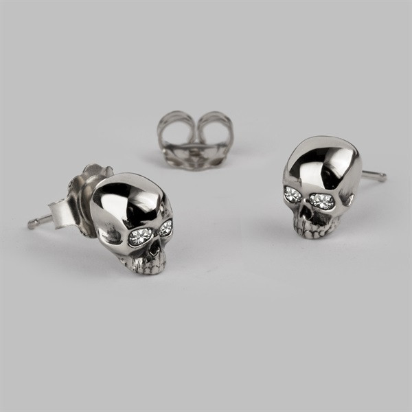 Skull Stud Earrings
 Small Diamond Skull Stud Earrings Silver