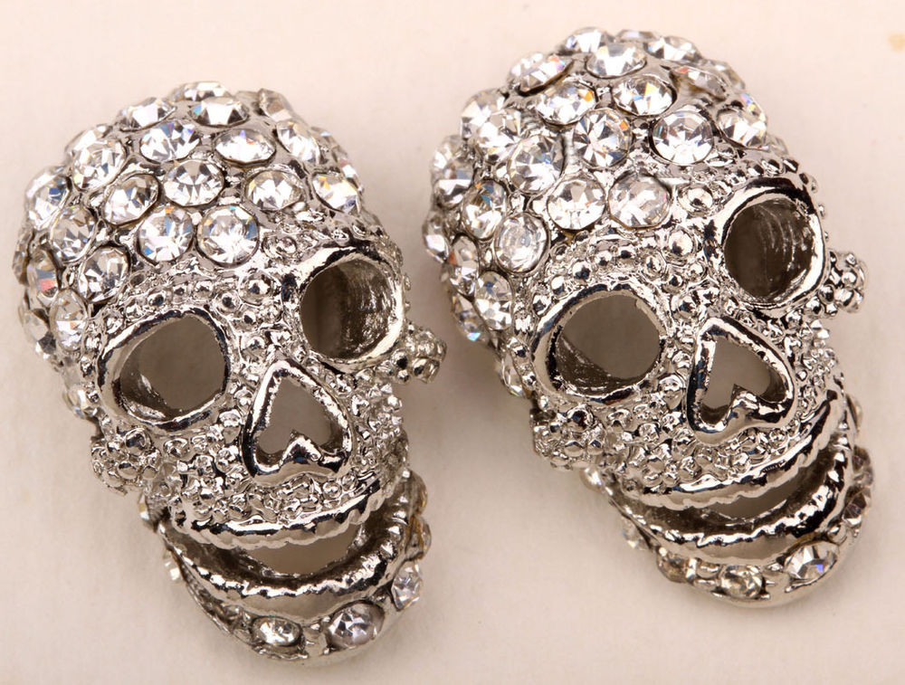 Skull Stud Earrings
 Skull stud earrings women biker bling jewelry ts EM33