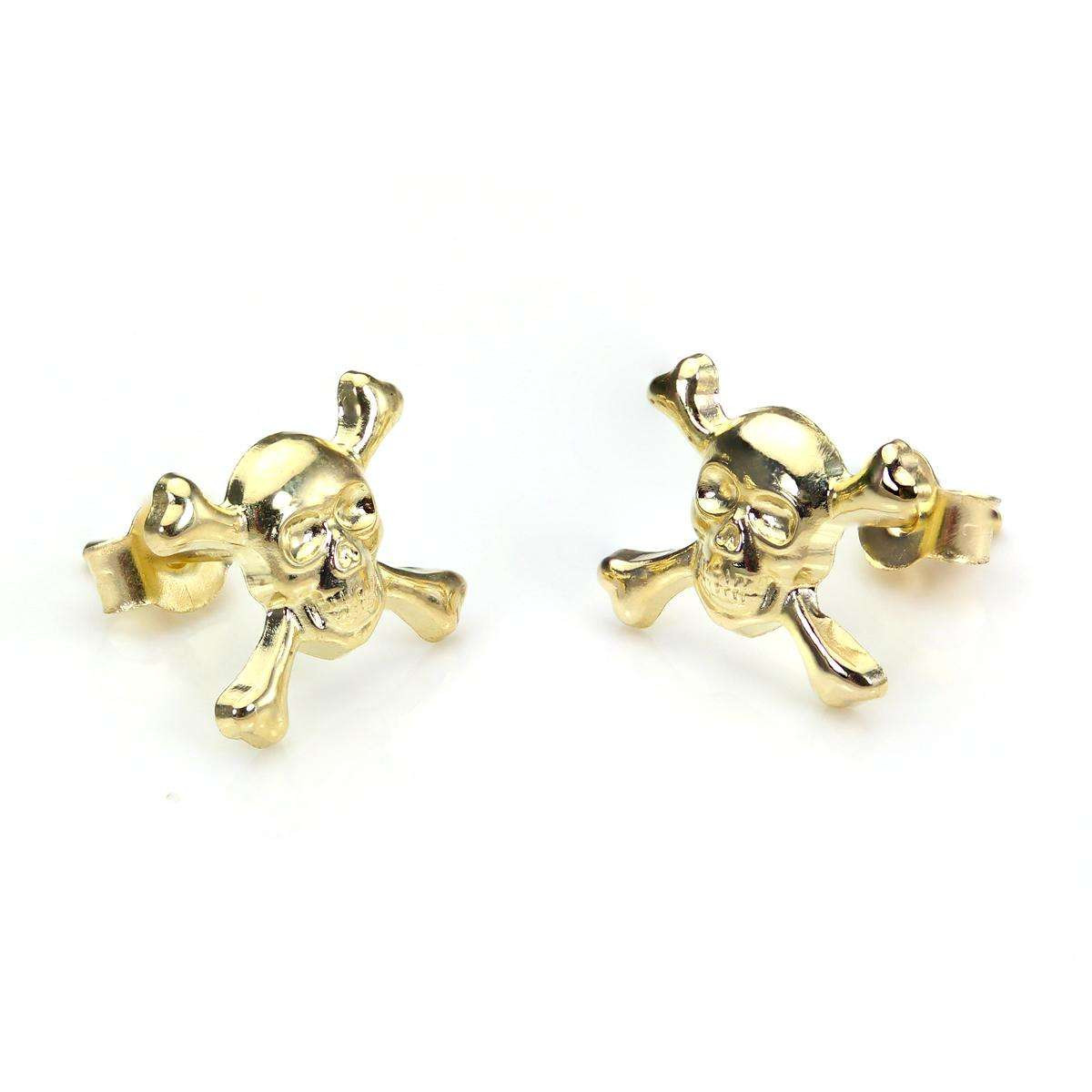 Skull Stud Earrings
 9ct Yellow Gold Skull & Crossbones Stud Earrings