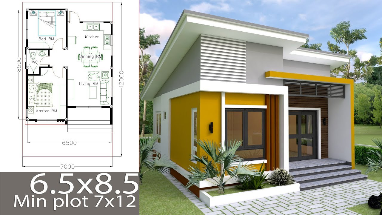 Small 2 Bedroom House
 Small Home design Plan 6 5x8 5m with 2 Bedrooms