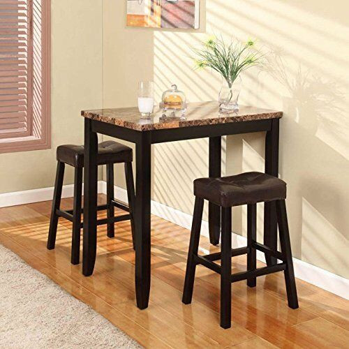 Small Kitchen Table Sets
 Counter Height Table Stools 3 Piece Brown Marble Breakfast