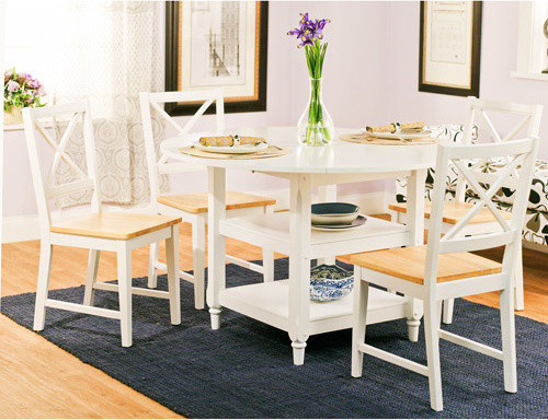 Small Kitchen Table Walmart
 Cottage 5 Piece Dining Set White and Natural