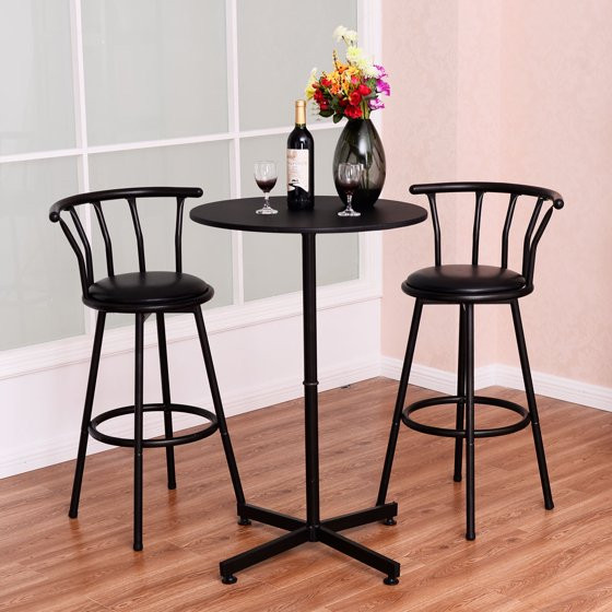 Small Kitchen Table Walmart
 Costway 3 Piece Bar Table Set with 2 Stools Bistro Pub