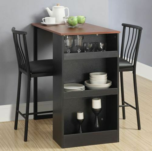 Small Kitchen Table With Stools
 Small Space Saving Kitchen Bar Table Set Pub Counter