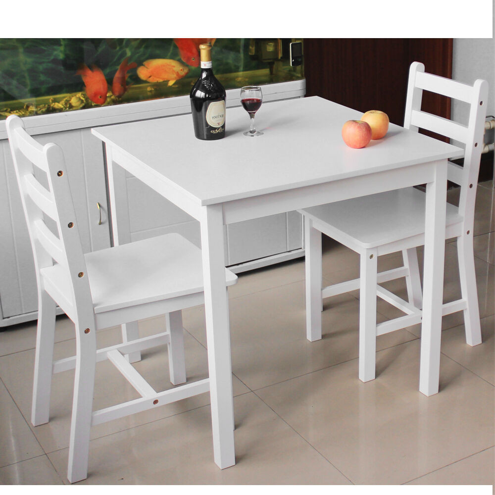 Small White Kitchen Tables
 Wooden Small Dining Table and 2 Chairs Set Contemporary