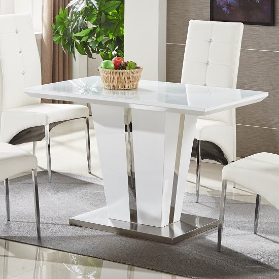 Small White Kitchen Tables
 Memphis Glass Dining Table Small In White Gloss And Chrome