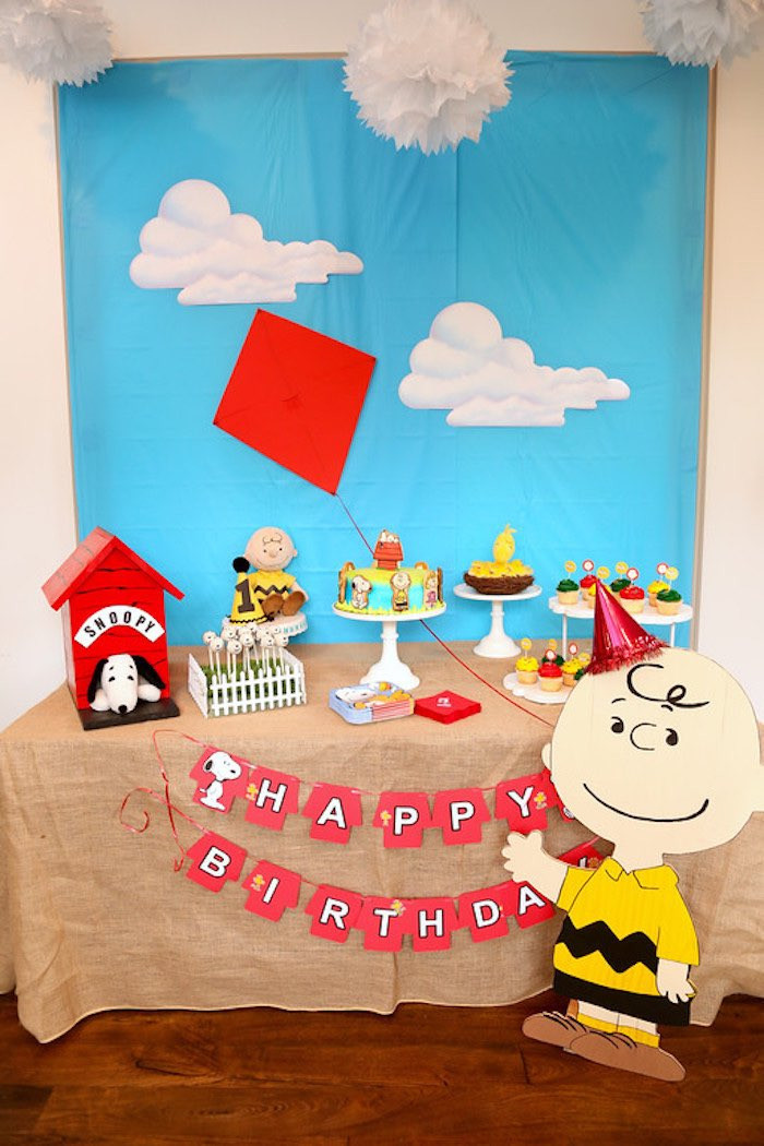 Snoopy Birthday Party
 Kara s Party Ideas Peanuts Charlie Brown Birthday Party