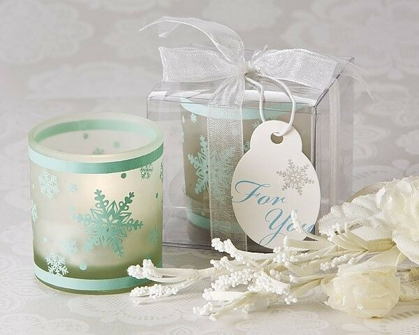 Snowflake Wedding Favors
 Winter Blue Snowflake Tea Light Candle Holder Bridal
