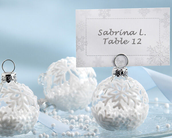 Snowflake Wedding Favors
 36 Winter Snowflake Holiday Ornament Place Card